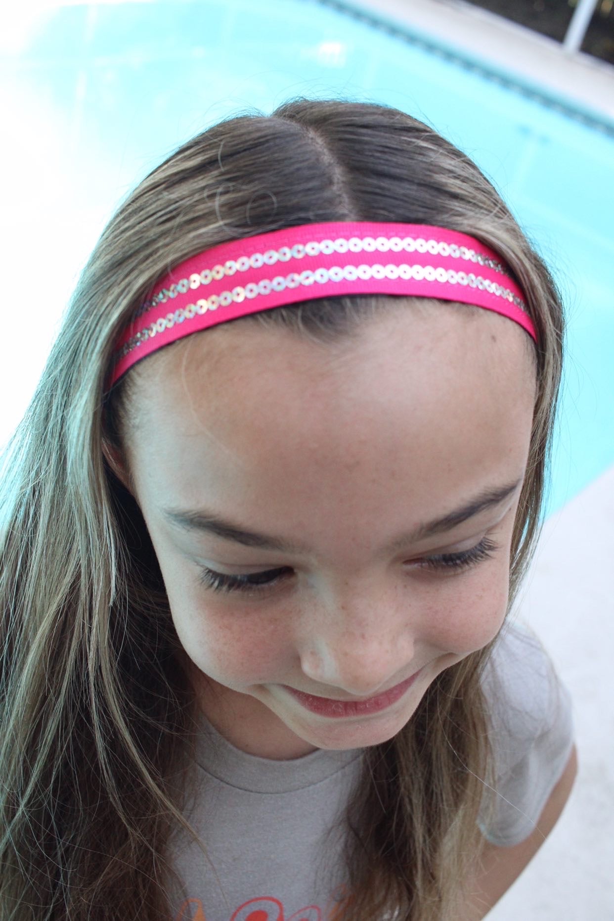 Pink Silver Sequin Non Slip Headband