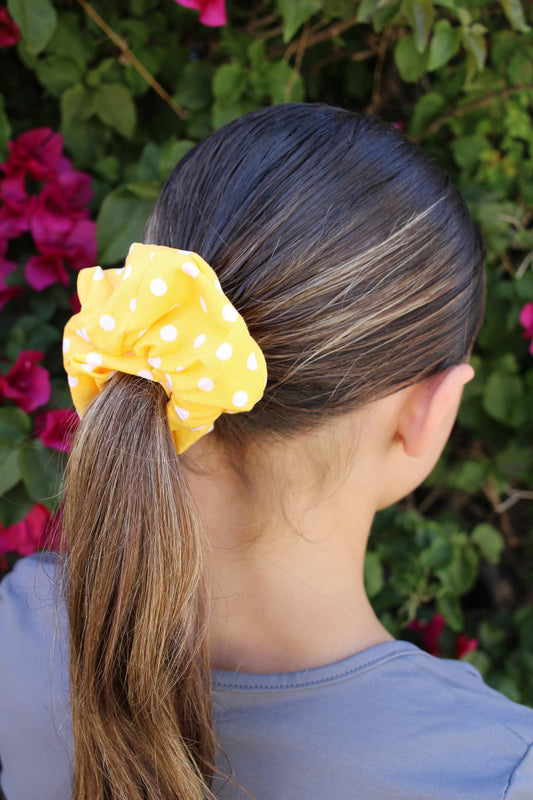 Yellow Polka Dot Zipper Scrunchie