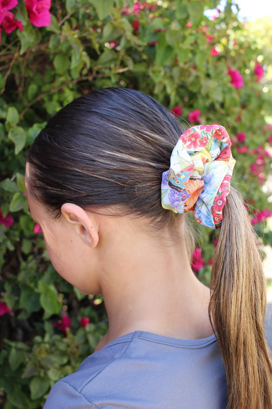 Rainbow Floral Zipper Scrunchie