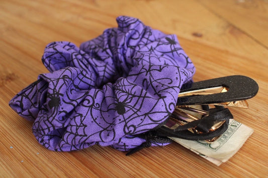 Purple Spider Web Zipper Scrunchie