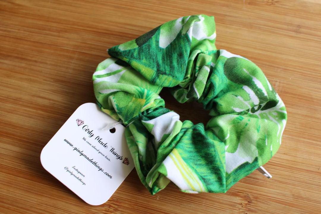Tropical Leaf Scrunchie