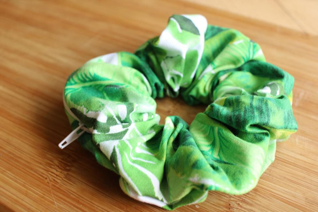 Tropical Leaf Scrunchie