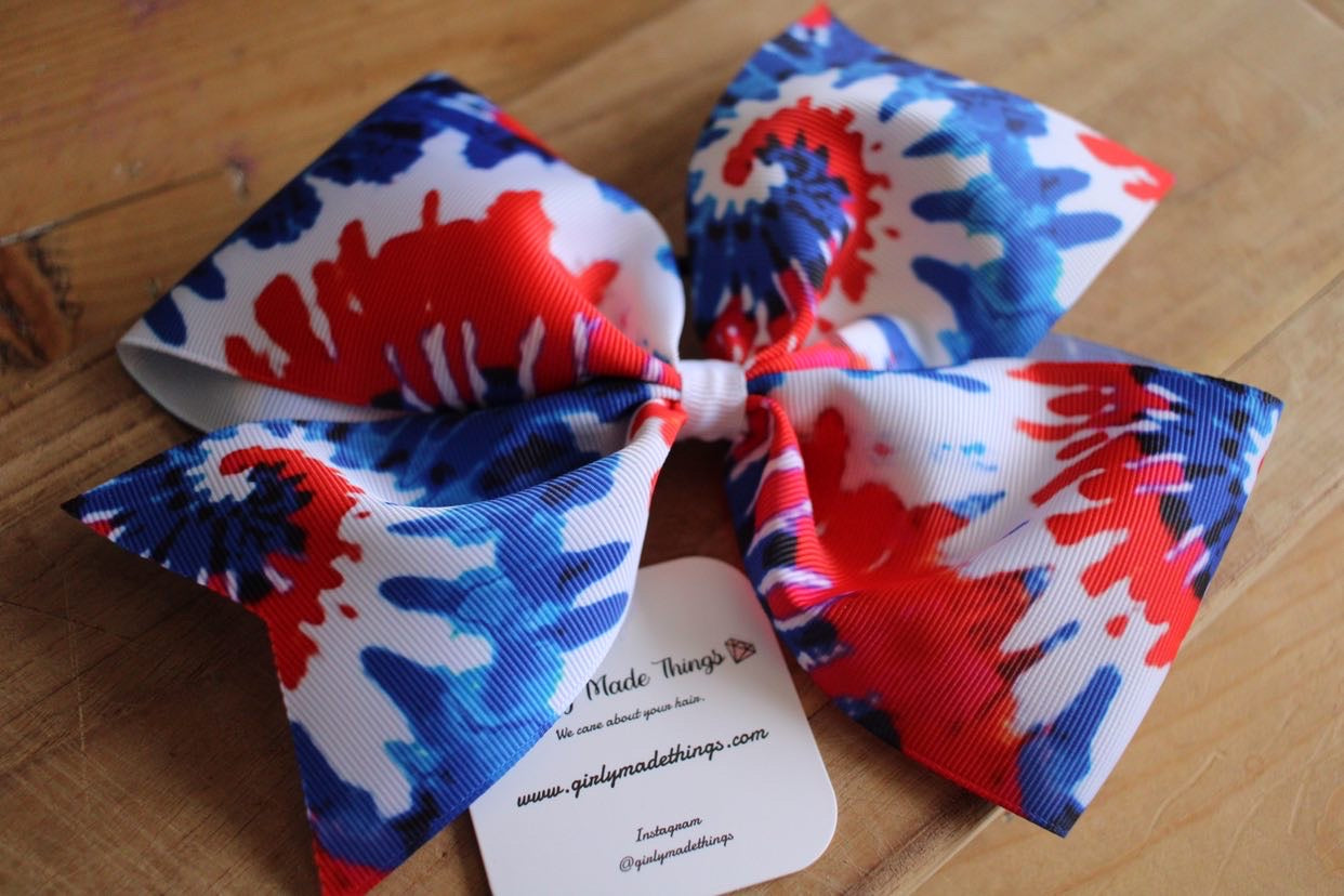 Patriotic Tie Dye Hair Bow