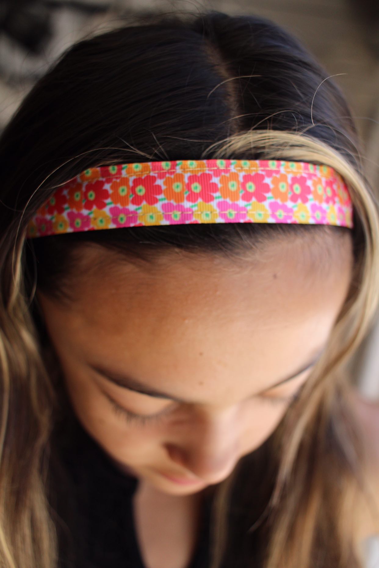 Pink Yellow Flower Headband