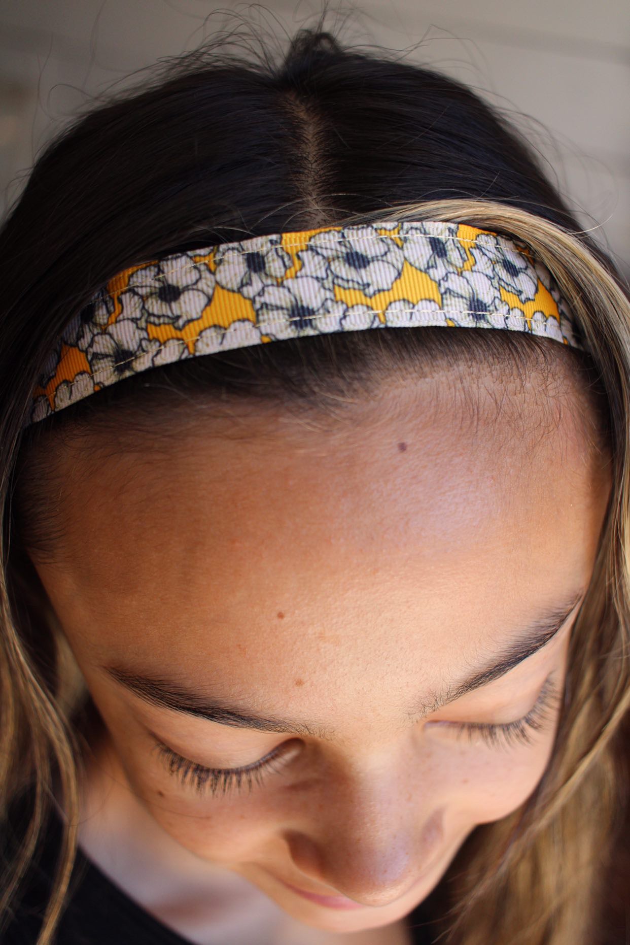 Black Yellow Floral Headband