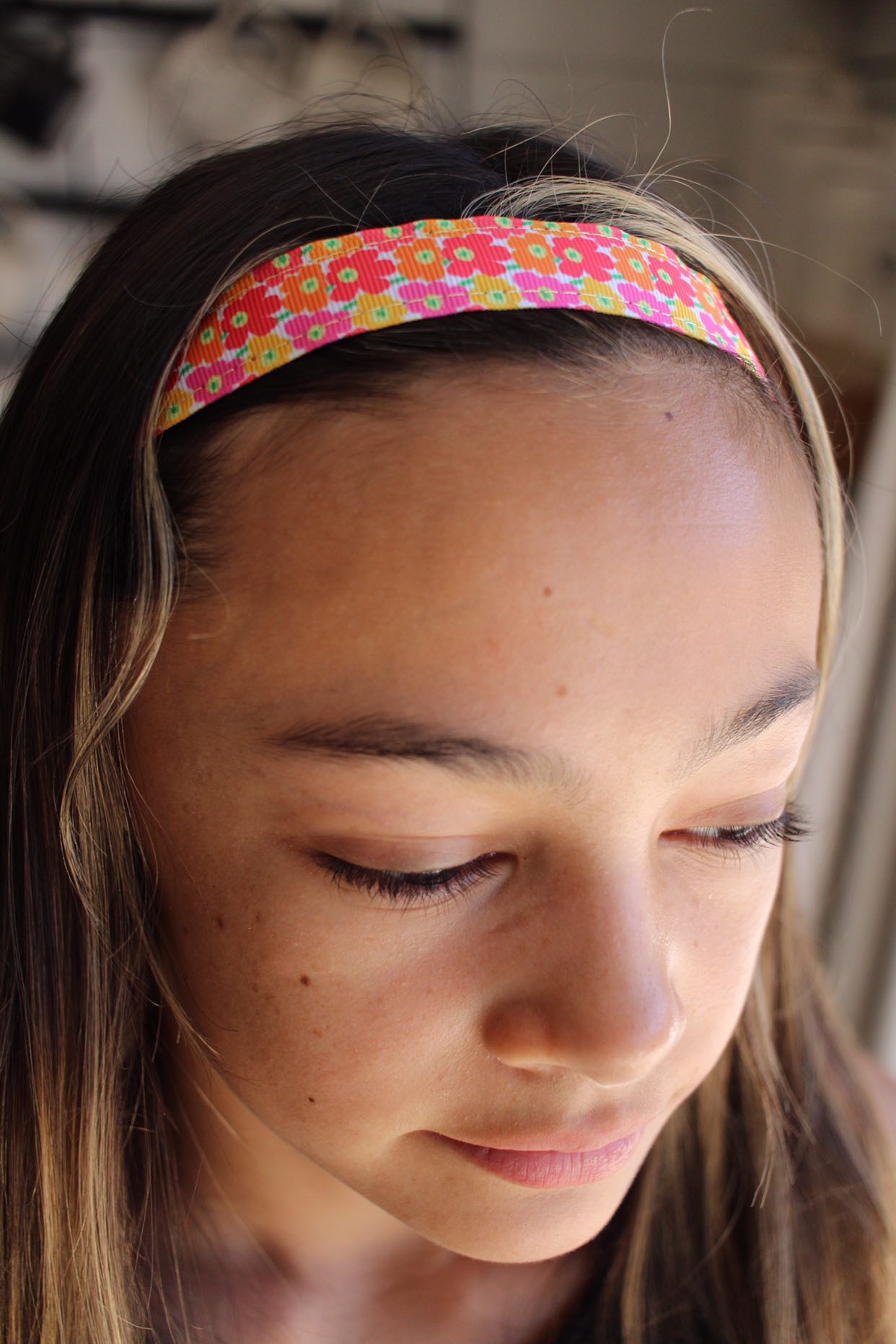 Pink Yellow Flower Headband