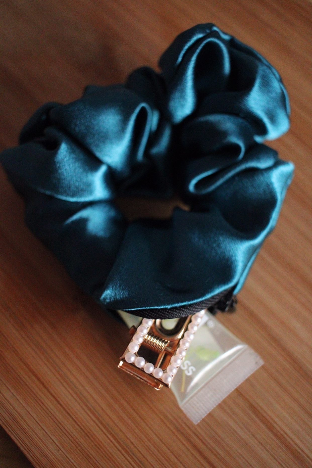 Forest Satin Zipper Scrunchie