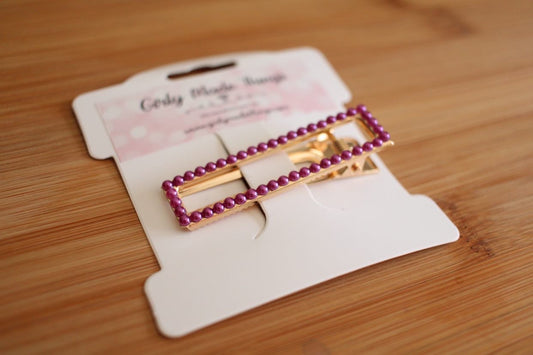 Plum Pearl Rectangle Hair Clip