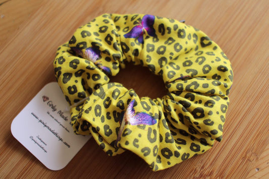 Yellow Cheetah Butterfly Zipper Scrunchie