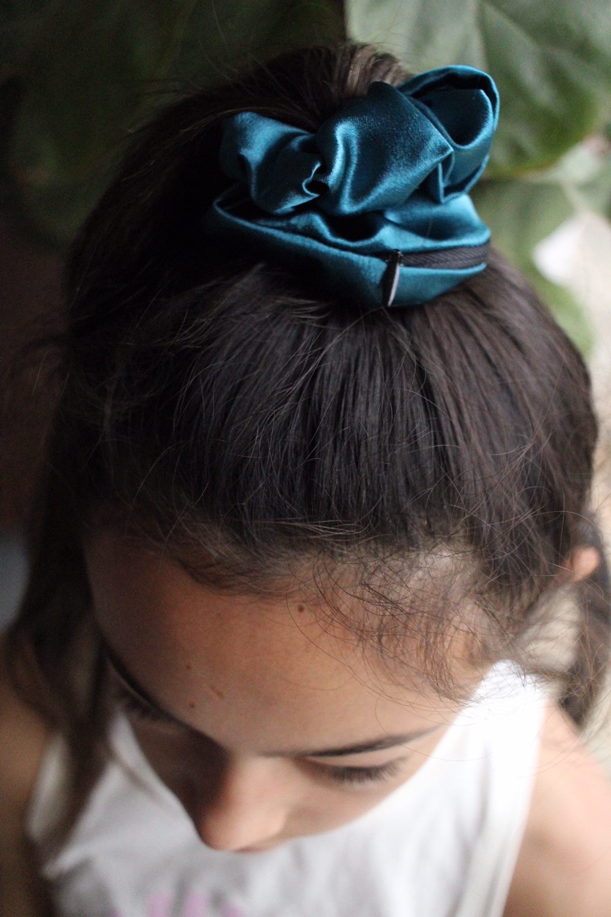 Forest Satin Zipper Scrunchie