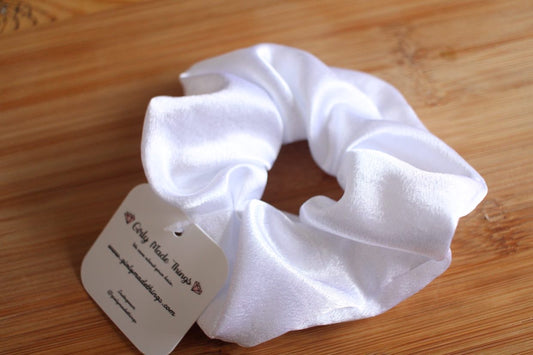 White Satin Zipper Scrunchie