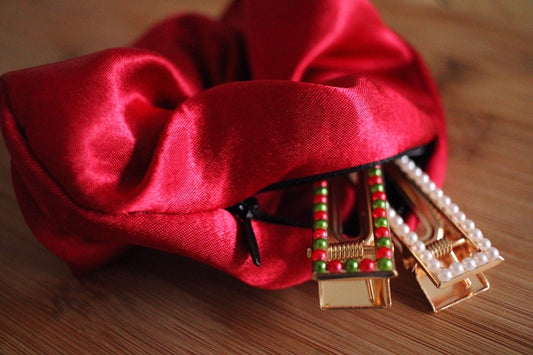 Red Satin Zipper Scrunchie