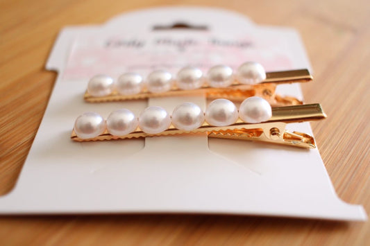 White Pearl Hair Clips